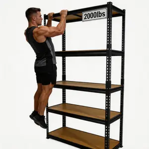 Storage Shelves 5-Tier Adjustable, 71" H x 35.5" W x 15.8" D, 2000LBS Capacity Heavy Duty Garage Shelving Unit, Metal Frame with MDF Boards, for Pantry Kitchen Basement, Black