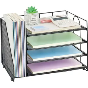 OPNCIE Desk Organizers and Accessories, 4-Tier Paper Letter Tray File Organizer, Office Desk Accessories, Desktop Organizer for Office Supplies, Black