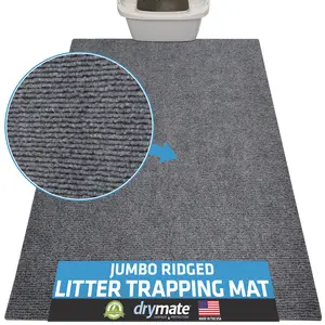 Drymate Premium Ridged Litter Trapping Mat (NEW & IMPROVED MATERIAL), Traps Litter Box Mess - Absorbent, Waterproof, Urine-Proof, Soft On Paws, Trimmable, Machine Washable (USA Made)