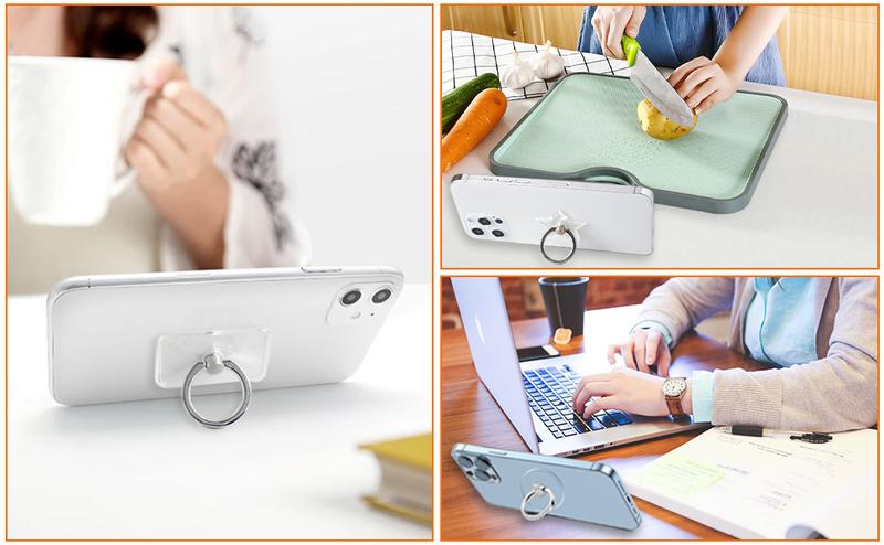 [2 Pack] Transparent Diamond Phone Ring Holder – 360° Rotating & 180° Adjustable Finger Kickstand, Electroplated Grip Stand for iPhone, Samsung & All Smartphones