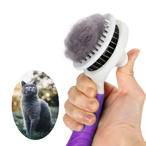 Cat Grooming Brush, Self Cleaning Slicker Brushes for Dogs Cats Pet Grooming Brush Tool Gently Removes Loose Undercoat, Mats Tangled Hair Slicker Brush for Pet Massage-Self Cleaning Upgraded