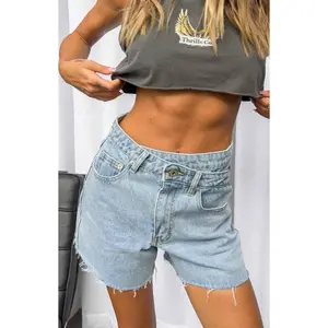 Sundae Blue Denim Asymmetric Shorts