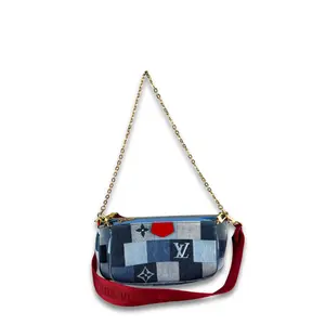 Pre-owned Louis Vuitton Denim Shoulder Bags Patchwork Multi Pochette Accessoires