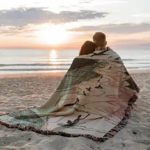 Flying seagulls Pattern Yarn Woven Portable Bohemian Outdoor Camping picnic blanket Blanket with Fringe, All Weather Easy To Care, Colorfast Chunky Soft Throw, Used for Picnic Travel Garden Office Nap Home Decor Bed Chair Tapestry Tablecloth