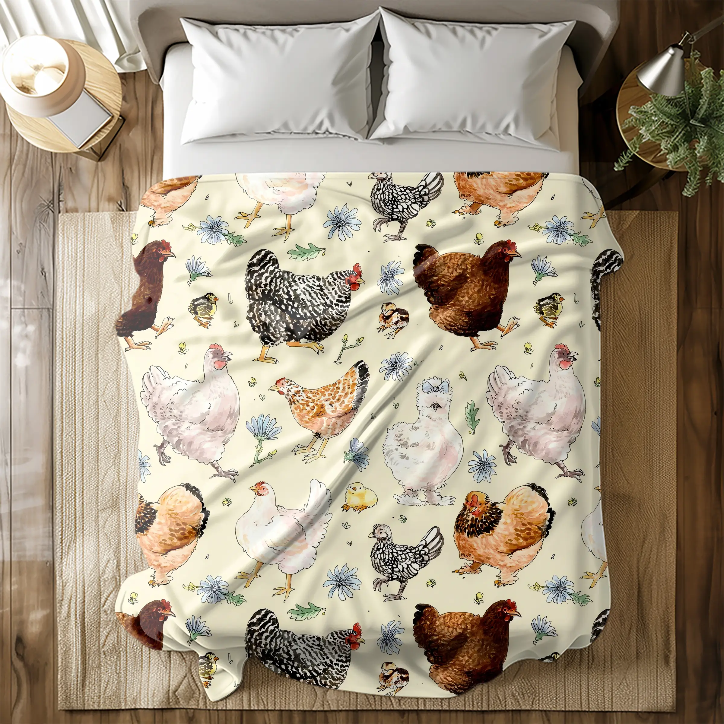 Chicken Pattern Blanket, Soft Warm Throw Blanket, Air-conditioned Room Blanket, Warm Nap Blanket for Home Office Travel Camping