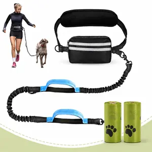 PiPiDoDo Hands Free Dog Leash with Waist Bag & Cushioned Pad – Run, Walk & Stay Active, No Waist Pain, Shock-Absorbing for Single & Dual Dogs