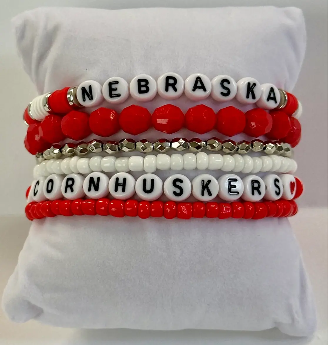 Nebraska Inspired Heishi Stackable Bracelets set or Stanley Cup Accessory