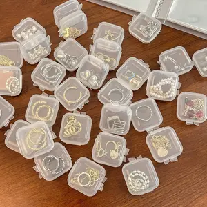 Small Box, Clear Plastic Pill Case, Earring Case, Small Square Ring Holder, Jewelry Box, Earplug Case, USB Drive and SIM Card Storage Box