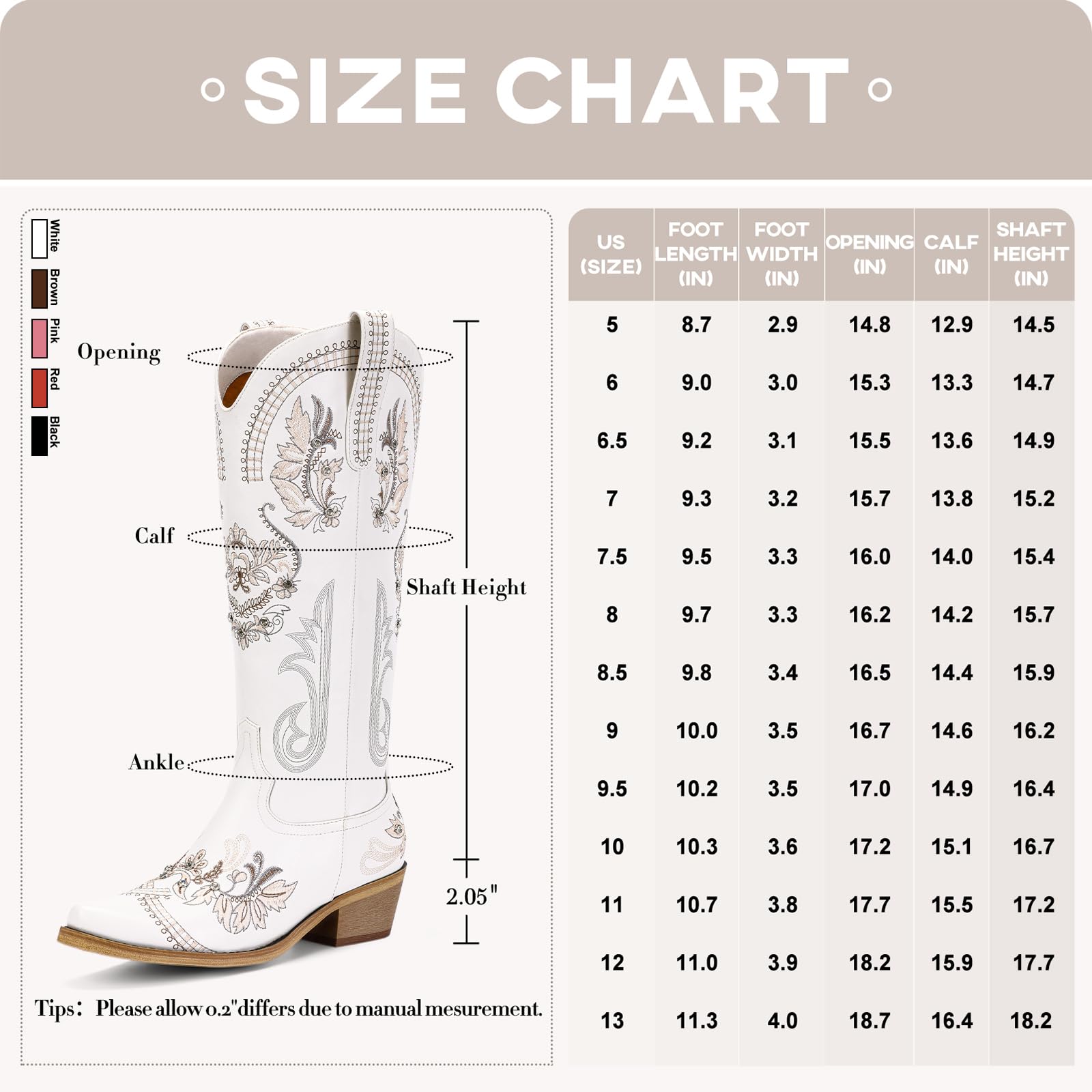 Women's Cowboy Boots - Wide Calf Knee-High Western Boots with Classic Embroidery, Sparkling Rhinestone Accents, Pointed Toe, and Convenient Pull-On Zipper Design