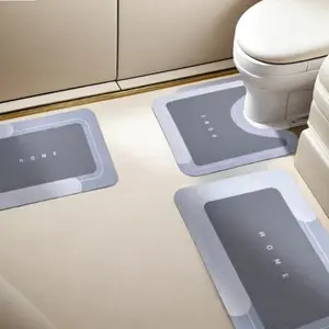 3PCS Fast Drying Magic Water Absorbent Floor Mat Anti-Slip Rubber Backed Bath Rug Set for Bathroom Kitchen Shower Sink Area Premium Diatomite Comfortable Durable