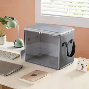 Foldable Pe Material Dustproof Storage Box, Transparent Waterproof Moisture-Resistant, Home Office All-Purpose Organizer