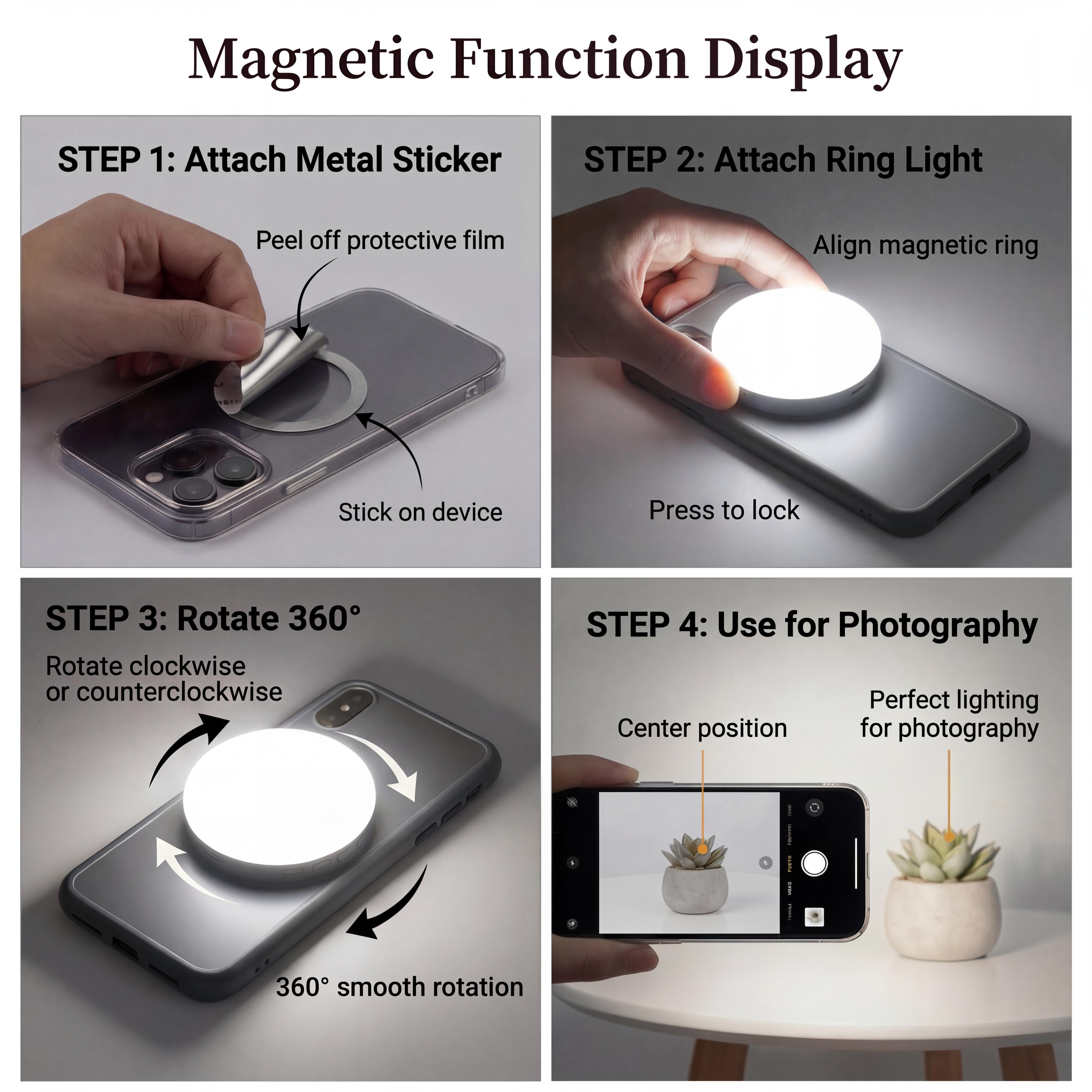 Rechargeable Portable USB Selfie Fill Light | Dual LED Clip-On + Magnetic Design | 3 Adjustable Color Temperatures (Natural / Warm / White) | Perfect Lighting for Live Streaming, Video Calls, Makeup & Selfies | Great Easter Gift