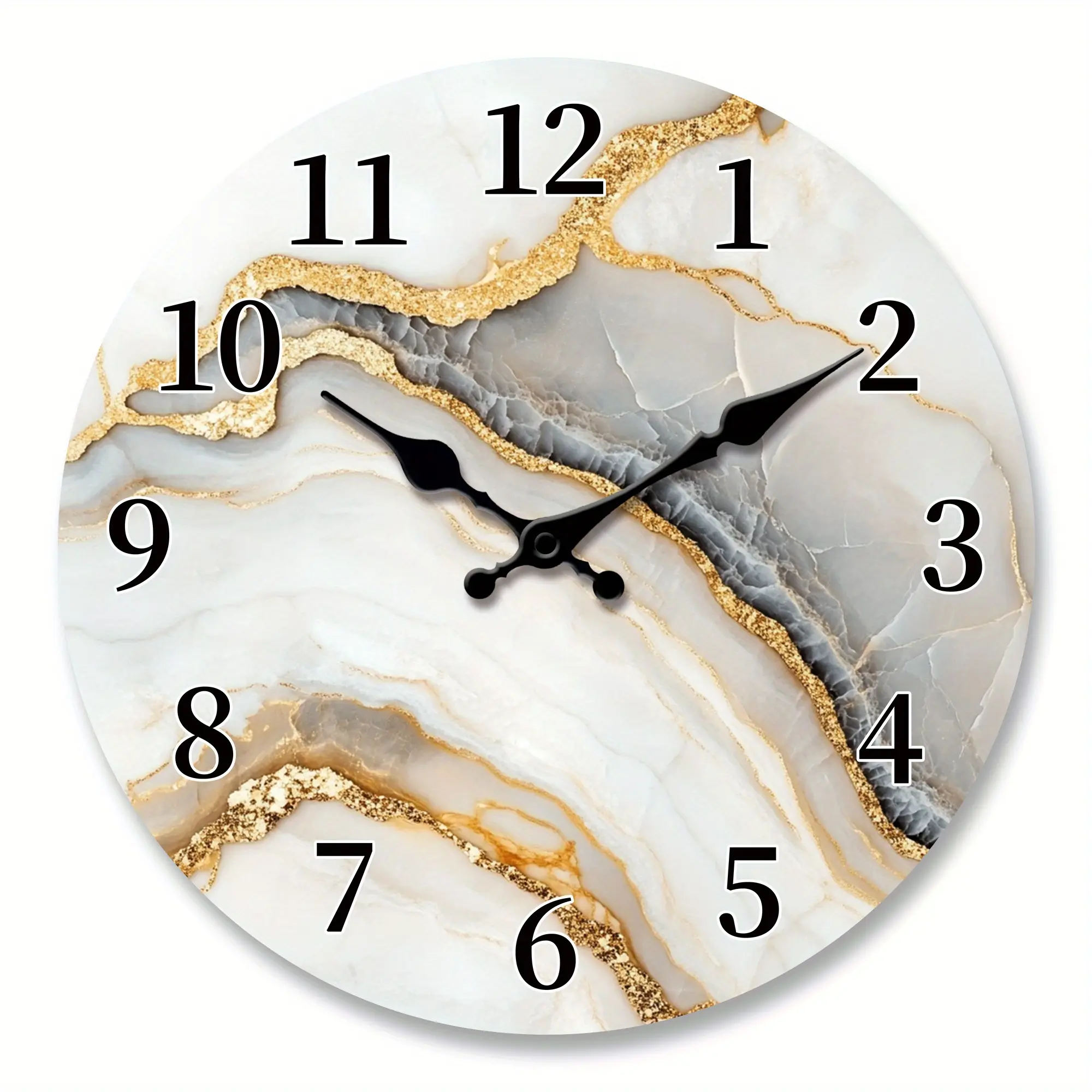 1pc, Marble Pattern Wooden Wall Clock, Silent Wall Clock with Marble Texture and Line Sense Design, Suitable for Living Room, Bedroom, Kitchen, Office Decoration, Modern Home Art Decoration, Christmas, New Year Decoration, Ideal Birthday Gift
