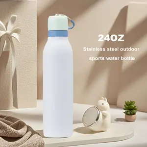 white Water bottle 24oz, 710ML, with straw，Suitable for carrying out，heat preservation time more than 24 hours, cold and hot water can be insulated, can make coffee, frozen drinks,  suitable for camping, work, indoor and Outdoor use.