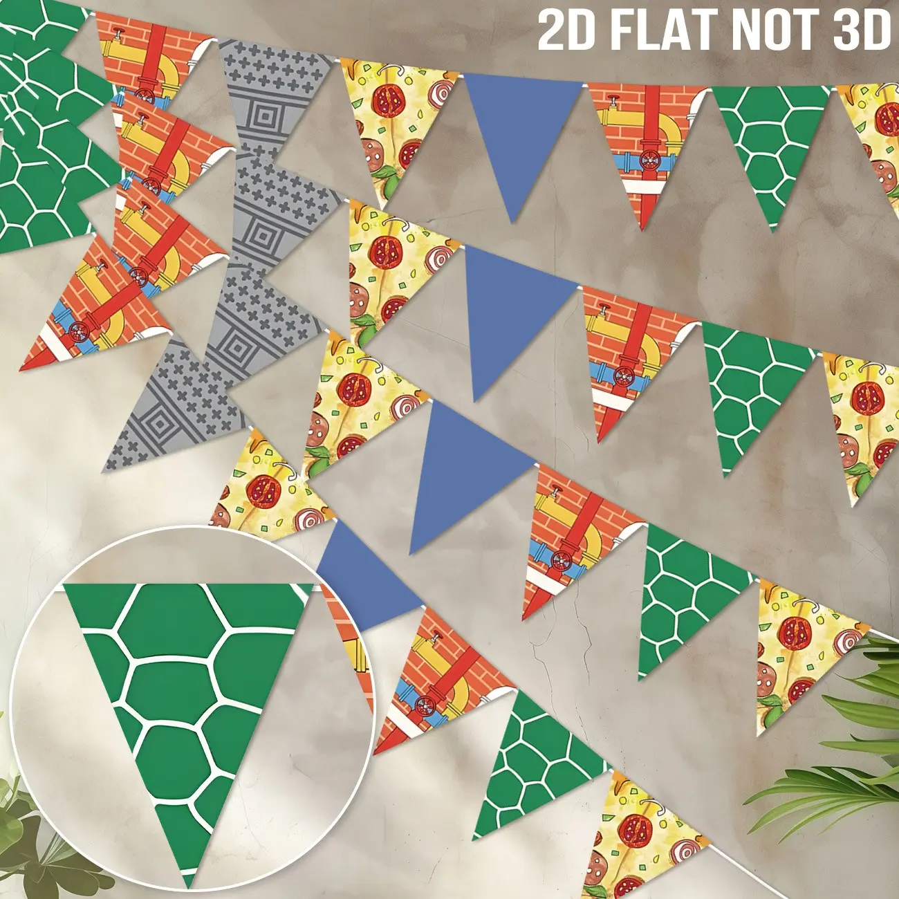 Turtle Hero Birthday Party Pennant Banner, Decorative Banner, Triangle Bunting, Ninja Turtle Inspired Party Decorations, Turtle Themed Party Supplies for Kids