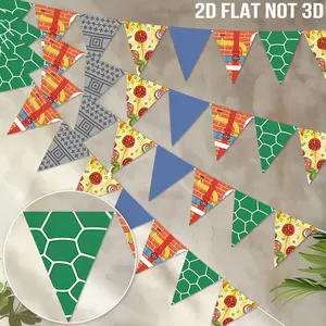 Turtle Hero Birthday Party Pennant Banner, Triangle Bunting, Ninja Turtle Inspired Party Decorations, Turtle Themed Party Supplies for Kids