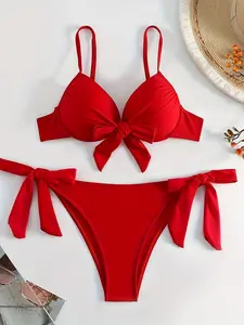 Summer Push-Up Bikini Set with Tie Back Design, Stylish Swimwear for Women, Perfect for Beach Vacation & Pool Parties