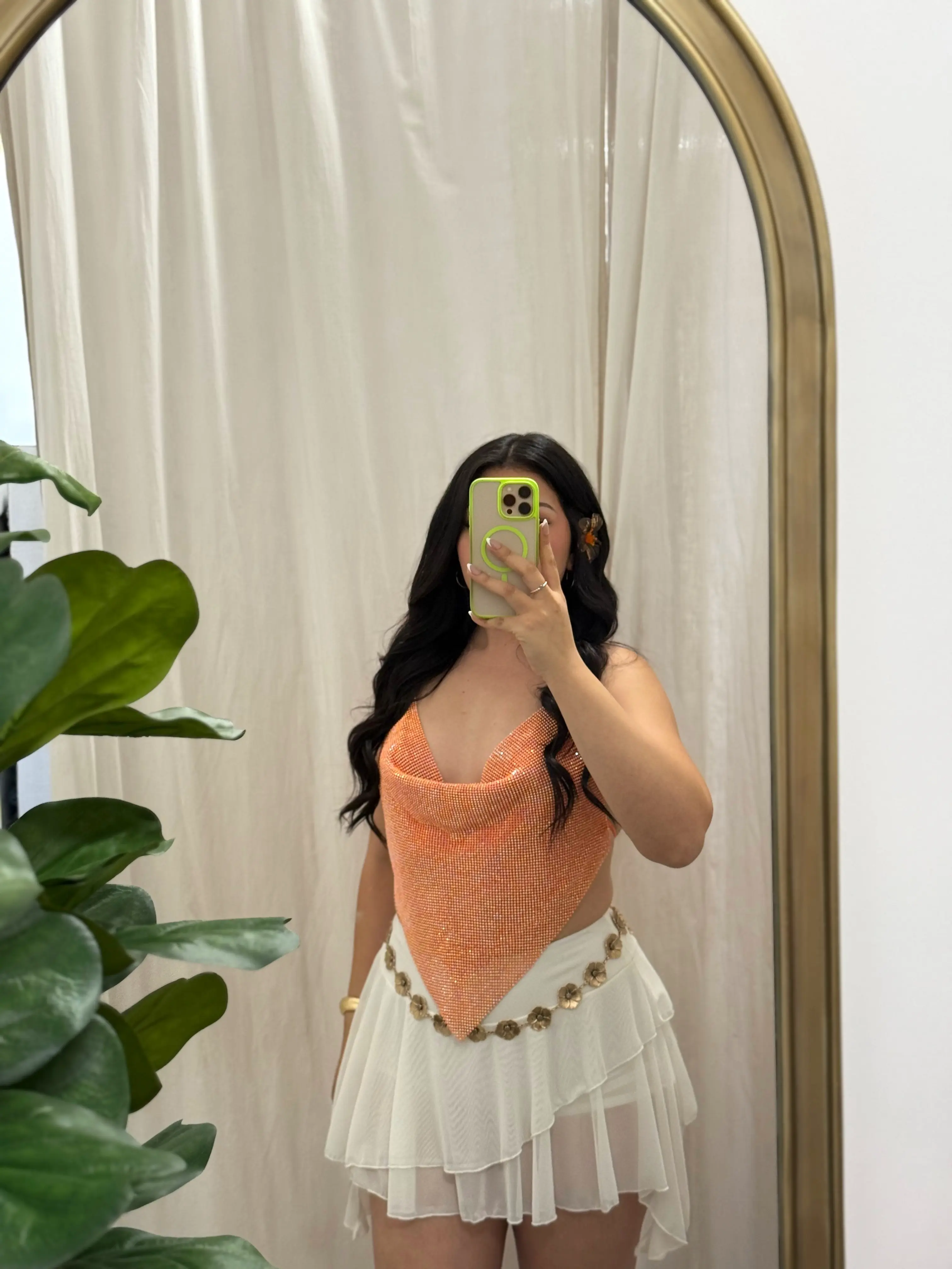 " Matadora " Metallic Mesh Cowl Neck Backless Top