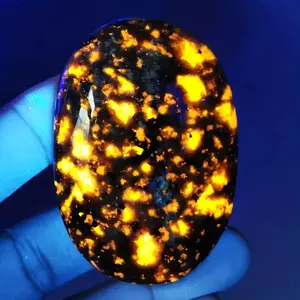 2.3'' Yooperlite Palm Firestone Glows Under UV Healing Fluorescent Palm Stones, Natural Rocks Mineral Specimens