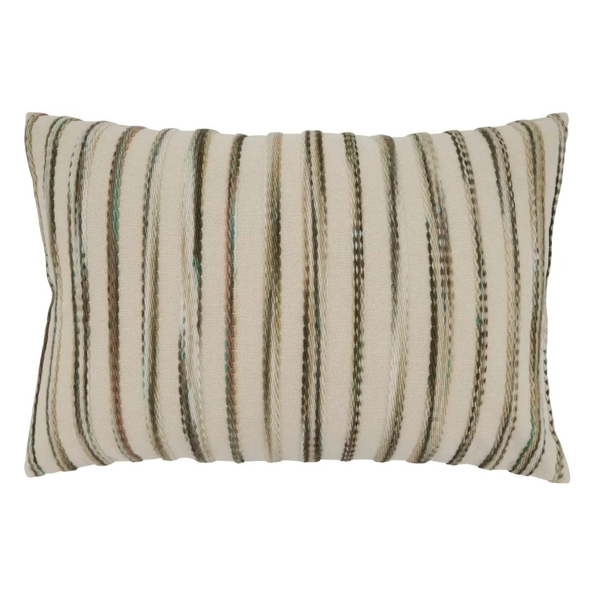 SARO Cushion Cover, 16x24 in. Oblong Multicolor Stripe Weave Design Pillow Cover, Cushion Covers