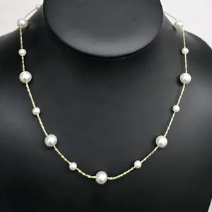 pearl necklace and gold plated chain 18"
