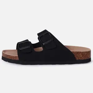 ODOLY Sandals - Black Plain Design with Buckle Closure - No Additional Details or Specifications Provided