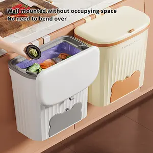 Kitchen Trash Can, No-Drill Wall-Mounted Food Waste Bin, Countertop Vegetable Residue Storage Organizer, Home Use