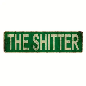 Funny Bathroom Street Sign - "The Sh*tter" Metal Plaque - Green Road Sign Wall Art - Novelty Toilet Decor for Man Cave