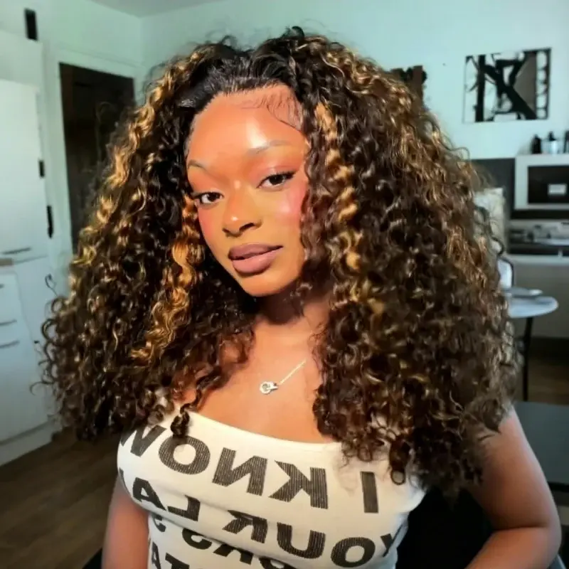 ISEE HAIR 1B/30 Highlight Burmese Curly Wear Go Half Wig Human Hair Half Wig with Drawstring Cap InvisiFit Strap Flip Over Glueless Human Hair Wig Beginner Friendly Protective Style No Leave Out Quick Install Summer Hairstyles#SummerWins #DealsForYouDays
