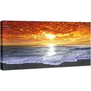 Wieco Art Grand Sight Extra Large Modern Wrapped Giclee Canvas Prints Seascape Artwork Ocean Sea Beach Pictures Paintings on Canvas Wall Art for Living Room Bedroom Home Office Decorations 48x24 Poster Ornaments Poster Ornaments Poster Ornaments