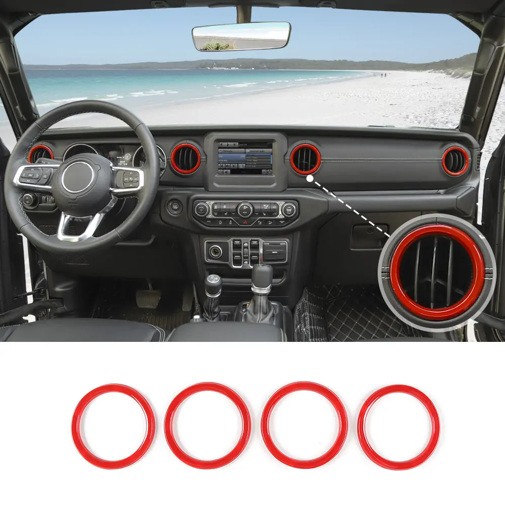 Custom Car Dashboard Air Vent Cover Trim - Self-Adhesive Gloss Coating DIY Install Accessory, Automotive Interior Accessories, Car Dashboard Decorations, Fit for Jeep Wrangler JL JLU & Gladiator JT 2018-2023