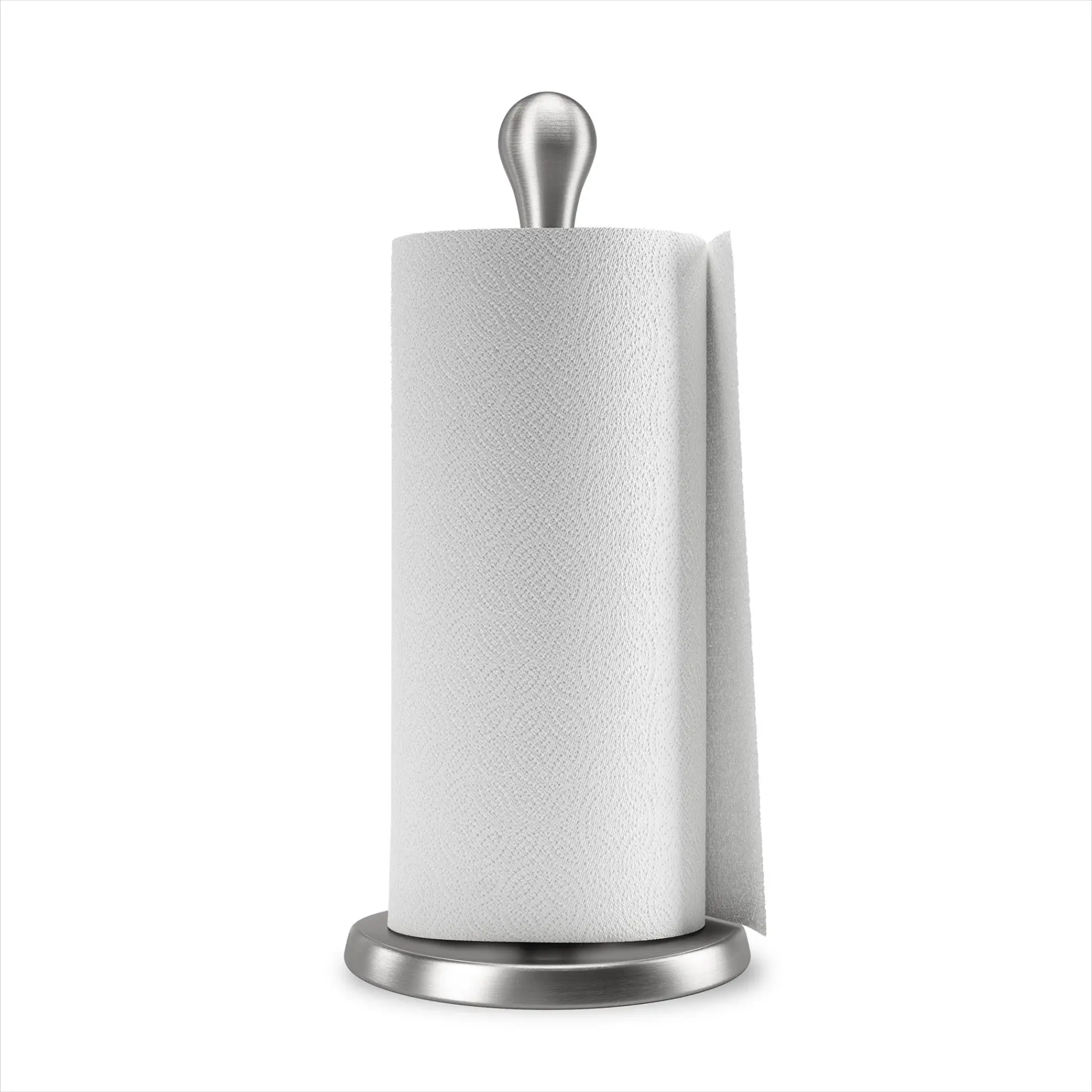 Umbra Tug Bathroom Paper Towel Holder - Modern Stand-Up Bathroom Gadget, Weighted Base for Stability, 1-Handed Easy Tear, Patented Curved Spine, 45-Day Money Back Guarantee, 6.5 x 6.5 x 13.5 inches