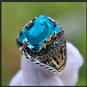 New Inlaid Jade Men's Luxury Ring Personality Retro Domineering Ring for Attending Banquets and Parties Jewelry