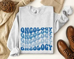 Groovy Blue Oncology T-Shirt, Sweatshirt & Hoodie - Oncology Crewneck, Oncology Nurse Shirt, Groovy Oncology Shirt Gifts, Fabric Womenswear