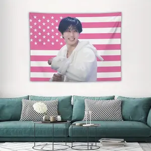 Music Poster Tapestry HAN Flag for Living Room Bedroom Wall Hanging for Friends Pink Gift Decor Polyester American Flag Design 60in x 40in Easy Hang Grommets Stylish Dorm Room Party Decor - Banner