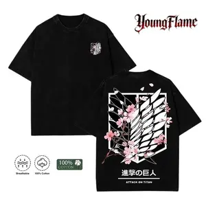 Attack on Titan Washed Oversized Tee – AOT Wings of Freedom Graphic T-Shirt Vintage Y2K Streetwear Heavyweight Unisex | Anime Fan Gift | streetwear guys gifts summer outfits shirt graphic tee boys merch Casual