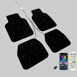Star Light Car Floor Mats Waterproof RGB LED Galaxy Light Up Mats Universal Fit Music Sync Starlights 4-Piece 100+ Colors Easy Install for Cars