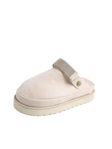 Ladies' Autumn and Winter Fashion Outdoor Slippers/Thick Bottom High Water Platform Single Strap Decorated Home Slippers/Waterproof Shoe Surfaceable Soft Bottom Skid-resistant Durable Bread Shoes