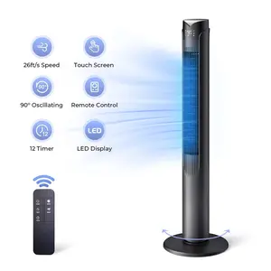 41 Inch Oscillating Tower Fan with Remote 3 Speeds 26ft/s Airflow 90° Oscillation 12-Hour Timer LED Display Touch Screen