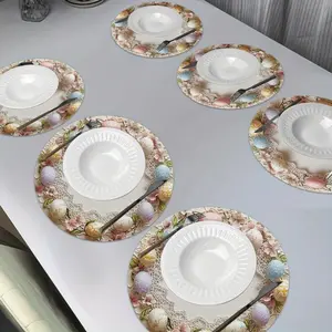 Easter Theme Placemat, 100% Polyester Fiber, Non-Slip, Heat Resistant, Durable, Hand Washable, Perfect for Valentine's Day, History Month, Easter