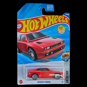 Hot Wheels 2025 Maserati Shamal #58 Red Car with Red Wheels, Includes Display Case, 1:64 Scale Model