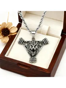 Stainless Steel New Style Personalized Necklace Pendant for Men, Fashionable Retro Lion Head Pendant Accessories