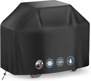 Eratinse Grill Cover BBQ Grill Cover 420D Waterproof Heavy Duty Gas Grill Cover, UV & Dust & Rip-Proof, Barbecue Grill Covers for Weber, Brinkmann, Char Broil Grills (58''Wx24''Dx48''H Black)