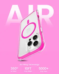 ORNARTO Diamond Air Case for iPhone 16 15 14 series, Compatible with MagSafe, Military-Grade Drop Protection Cover with Built-in Air, Crystal Clear Backplate