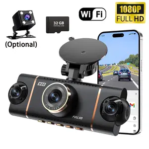 4 Channel Car Dash Cam, 1080P Car DVR ，Includes 32GB Memory Card，2.0 Inch, Plug and Play，Car Video Surveillance with Night Vision， Car DVR Hd Screen Front Rear Left And Right dashcam，Gravity Sensor，Holiday Gift