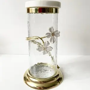 White and Gold Jasmine flower canister set