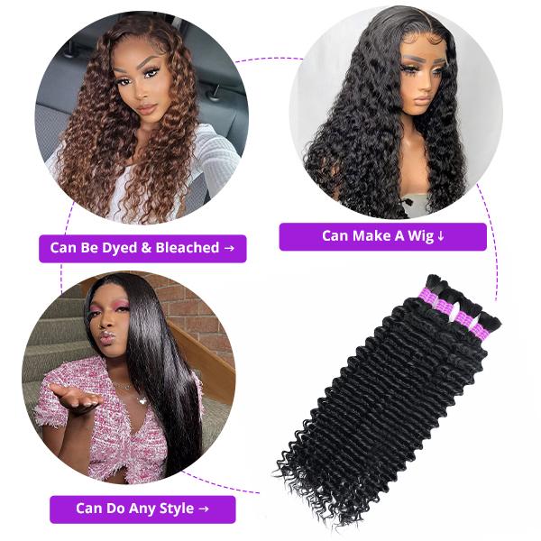Weekly Picks Ama Deep Wave Bulk Human Hair For Braiding 14-28 Inch Unprocessed No Weft Deep Curly Human Hair Extensions 100g/pc TiktokShopSpringGlowUp