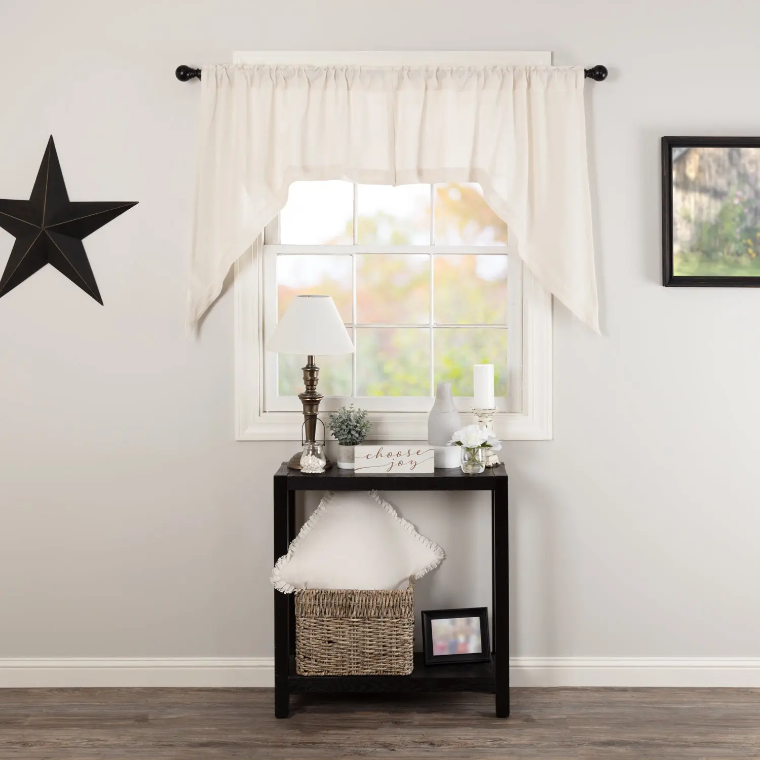 Baxter Cotton Burlap Swag Curtains, Antique White, Traditional Loose Weave, Machine Washable, Interior Decoration Accessories