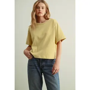 Lemon Linen Knit Boxy Tee