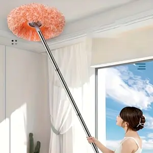 Extendable Microfiber Ceiling Mop, Wet Dry Use, High Reach Cleaning Tool for Home & Commercial